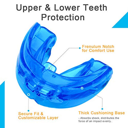 Coolrunner Double Braces Mouth Guard, Youth Sports Athletic Mouth Guards | Mouthguard for Upper and Lower Teeth Protection Required for Youth, Teenager and Adults (Blue) (Blue)