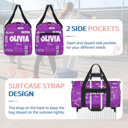 Personalized Teens Dark Purple Sport Duffle Gymnastics Carry On Bag - color: Dark Purple