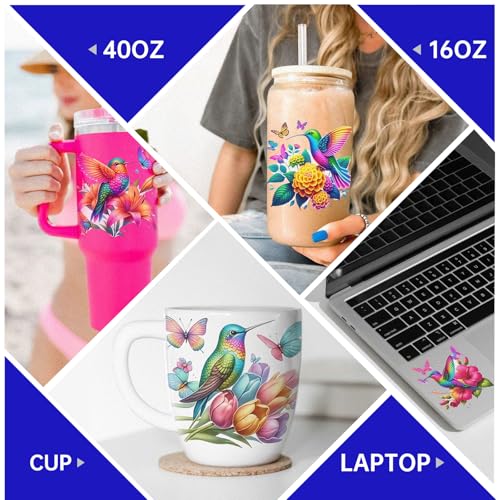 UV DTF Cup Wrap Transfer Stickers, 4 Sheets Bird Rub On Transfers for Tumblers Water Bottles Glass Cups Mugs Ceramics - style: Bird