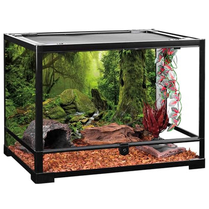 AWERT Tropical Forest Terrarium Background Stream Green Huge Tree Reptile Habitat Background Foggy Rainforest Aquarium Background 36x18 inches Durable Polyester Background - size: 36 x 18 inches