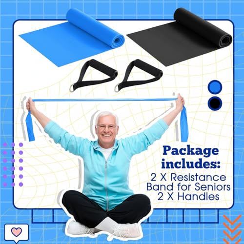 2 Pcs Resistance Band with Handles for Seniors - color: Blue,Black