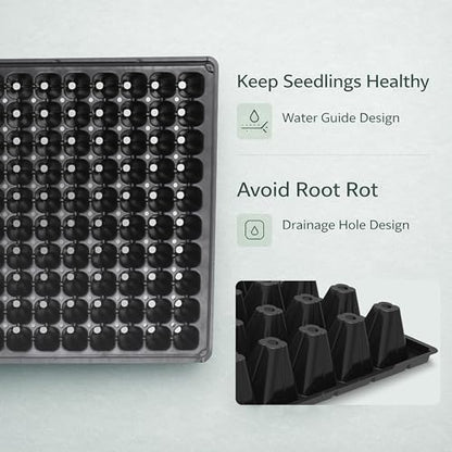 Gardzen 10 Pack 200 Cell Seed Starter Trays, 1.5" Deep Plug Tray for Seedlings, Durable Seedling Trays with Drainage Holes, Fit Standard 1020 Drip Tray for Indoor&Outdoor Use
