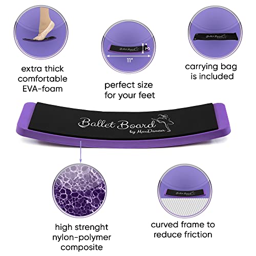 Ballet Turning Spin Board for Dance and Figure Skating. Portable Training Equipment for Dance. Make Your Turns, Pirouette and Balance Better. - color: Purple with carry bag