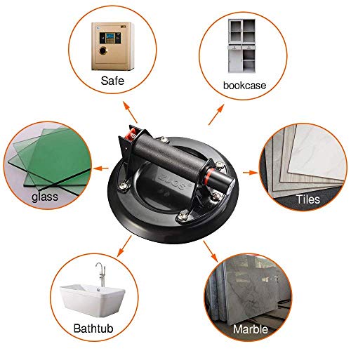 8" Glass Suction Cup Heavy Duty Hand-held Glass Lifter, Powerful Industrial Vacuum Lifter with handle for Granite Lifting &Window Replacement, 520 lbs Load Capacity/Carring Case