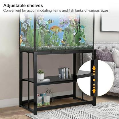 Fish Tank Stand 40 Gallon, Metal Aquarium Stand with Adjustable Shelves, 660 lbs Top Load Capacity, Floor-Protecting Rubber Pads