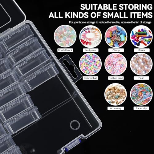 Bead Organizer Box, 46Pcs Small Bead Organizers and Storage Plastic Cases, Mini Clear Storage Containers Boxes with Hinged Lid for Diamond Painting Accessories Seed Jewelry Crafts