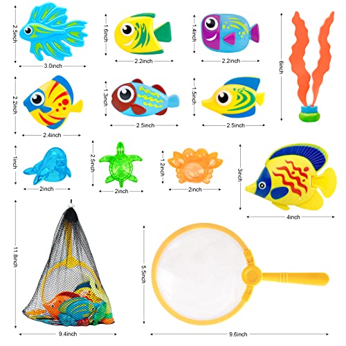 23 Pcs Pool Toys for Kids, Bath Toys Dive and Grab Fishing Game Set, Diving Toys for Summer Pool Swimming Bath Time