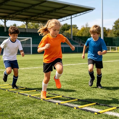 Training Ladder for Footwork Universal Portable Fitness Equipment | Soccer Practice Ladder for Athletes Track and Field Hockey Tennis Badminton - size: 6 meters