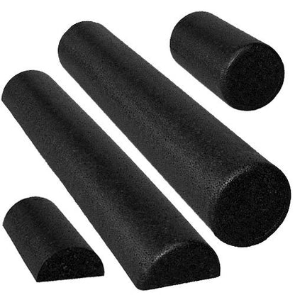 Black High Density Foam Rollers - Extra Firm - 6" x 36" HALF Round (Semi-Circle; "D" Shape)
