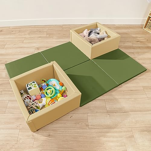ECR4Kids SoftZone Play Patch Activity Mat Squares, Modular Playmat, Hunter Green, 4-Pack - color: Hunter Green