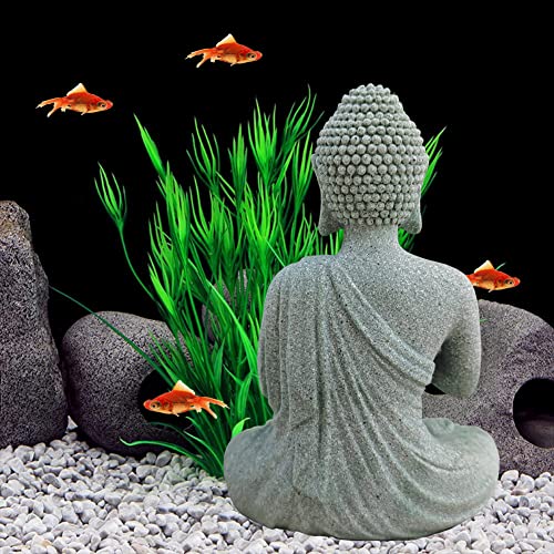 Livelyfish Asian Stone Buddha Figurines for Aquarium Zen Garden Fish Tank Statue Decorations Mini Stone Buddha Zen Garden Sculptures Decor,Gift