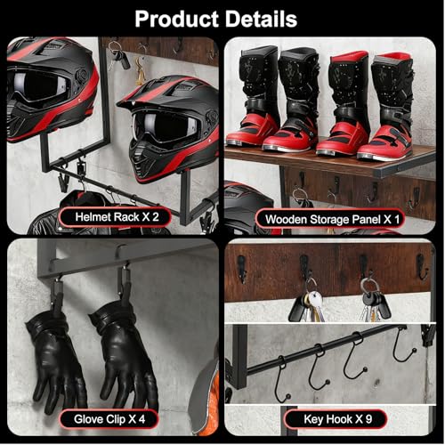 Motorcycle Helmet Holder Wall Mount for Moto Gear Storage Display - size: Medium