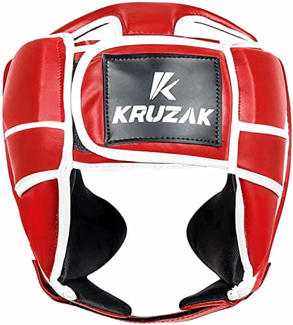 Kruzak Unisex Boxing Headgears - MMA Training, Adjustable Padded, Kara,Muay Thai Headgear, Kickboxing, Sparring, Martial Arts, Karate, Taekwondo MMA Body Equipment - color: Red, size: Large-X-Large