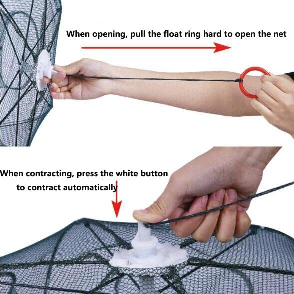 2 Pack Crawfish Trap，Crab Fish Trap,Foldable Fishing Bait Trap Cast Net Cage with 18 Feets Nylon Rope for Catching Small Bait Fish Eels Crab Lobster Minnows Shrimp 2 Pack