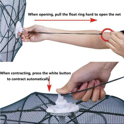 2 Pack Crawfish Trap，Crab Fish Trap,Foldable Fishing Bait Trap Cast Net Cage with 18 Feets Nylon Rope for Catching Small Bait Fish Eels Crab Lobster Minnows Shrimp 2 Pack