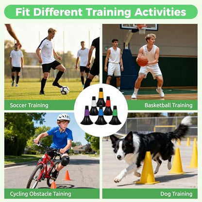 12 Pcs Basketball Cones for Training, 9.4" Cones for Sports Training with Carry Mesh Bag, Agility Cones, Stackable Marker Cones for Football Basketball Speed Grab Drills, Dog Training