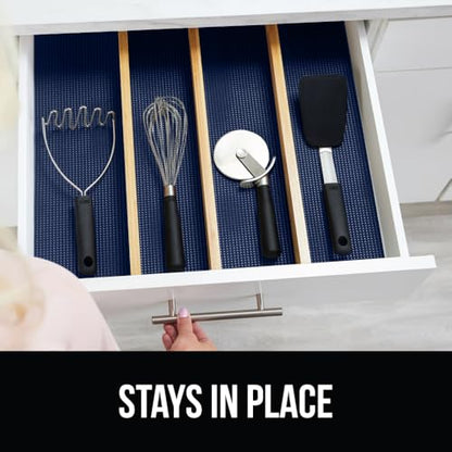GORILLA GRIP powerGRIP Drawer Shelf and Cabinet Liner, Thick Strong Hold, Non-Adhesive Liners Protect Kitchen Cabinets and Cupboard, Bathroom Drawers, Easy Install, Breathable Mat, 12" x10', Navy Blue - color: Navy, style: 12" x 10'