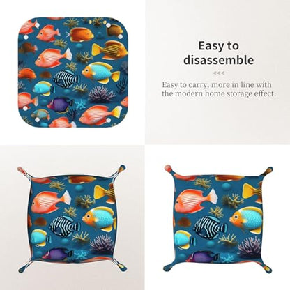 Submarine Reef Fish Leather Storage Tray Small Stylish and Personalized Small Items and Cosmetics Organizer