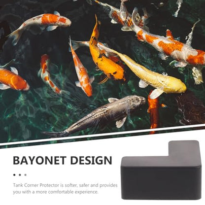 Abaodam 6pcs Soft Silicone Tank Safety Corner Protectors for Fish Aquarium and Pet Carrier Edges, Medium Black Right-Angle Guards for Collision Prevention and Edge Safety