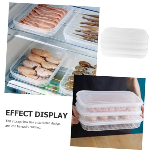 3pcs Transparent Cold Container for Refrigerator Reusable Food Storage Box for Bacon Shrimp Fish and Meat for Freshness and Organization Home Outdoor Use