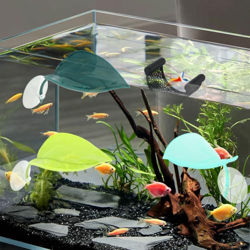Bettas Fish Hammock Aquarium Floating Bettas Fish Skins with 3pcs Bett-a Fis-h Leaf Pad Floating Bett-a Hide & Shrimp Cave Hiding Feeding(Color:Blackwhite) - color: BlackWhite