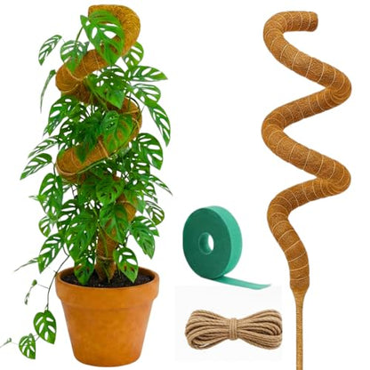Moss Pole Monstera Plant Support | 48 Inch Plant Stakes for Indoor Plants | Coconut Palm Fiber Moss Poles for Climbing Plants | Handmade Plant Sticks Support Tall Monstera, Pothos & More