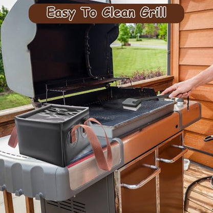 Grill Brush Water Bucket, Collapsible Dunk Tank Grill Brush Bristle Free for Barbecue Cleaner Tank for Steam Grill Brush Cleaning - color: Black