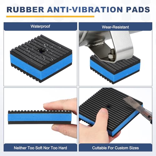 HARFINGTON 12Pcs Rubber Anti-Vibration Pads 2" x 2" x 7/8" Heavy Duty EVA Vibration Isolation Pads Mats with Pre-Drill Hole for HVAC Washers Compressors Treadmills Air Conditioner