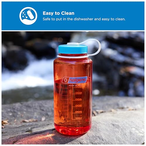 Nalgene 32 oz Wide Mouth Water Bottle, Thrill & Motion, Flame w/Blue Atoll - color: Flame w/ Blue Atoll, size: 32 Ounces
