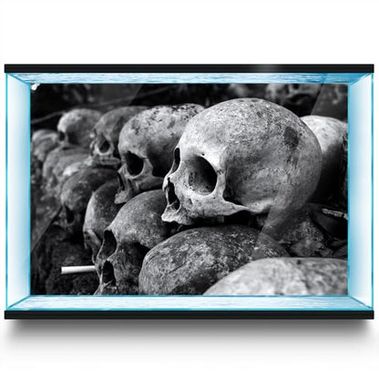 Aquarium Background Stickers - Skull Stack Black - Fish Tank Reptile Terrarium Decor Poster (60 x 40 cm / (23.6 x 15.7 inches))