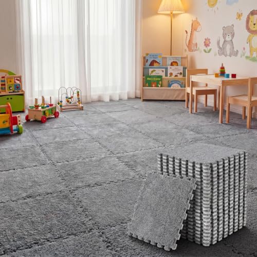 Amylove 36 Pc Foam Interlocking Carpet Tiles,Gray - color: Grey