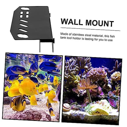 Toddmomy Aquarium Maintenance Tool Holder Wall-Mounted Organizer for Tweezers Scissors and Tank Accessories Stainless Steel Storage Rack for Fish Tank Cleaning