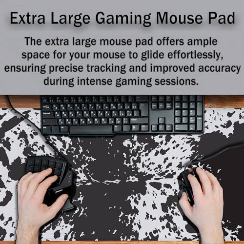 Big Mouse Pads Black Gaming Mousepad Computer Desk Mat Cute Desk Mat Non-Slip Rubber Base Waterproof with Stitched Edges 35.4 X 15.7 for Game Office, Horse Hide Animal Print - color: Horse Hide Animal