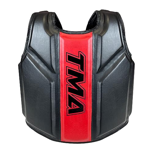TMA Boxing Body Protector, MMA Kickboxing Muay Thai Boxing Chest Guard, Martial Arts Upper Body Ribs Protection Pad Chest Protector Heavy Hitter Boxing Body Protector Body Sparring - color: Black/Red