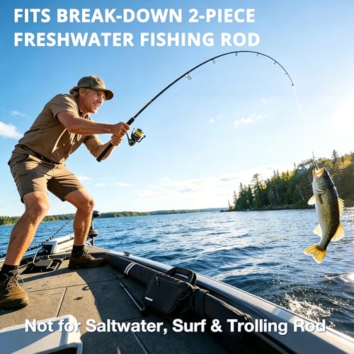 Fishing Rod Case, 52inch Fishing Pole Bag (3.9ft-4.4ft) with Tackle Pockets, Fits Break-Down Spinning, Casting Rod Reel Combo, Padded Soft Rod Bag with Strap Handle, Pole Travel Case, Green