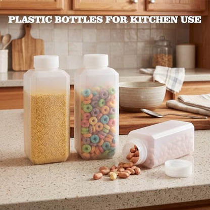 DEMORA 4oz Small Square Plastic Travel Bottles, Reusable Leak Proof Liquid Containers with Caps and Stickers for Pill, Water, Juice (Translucent, 8 Pcs) - color: Translucent