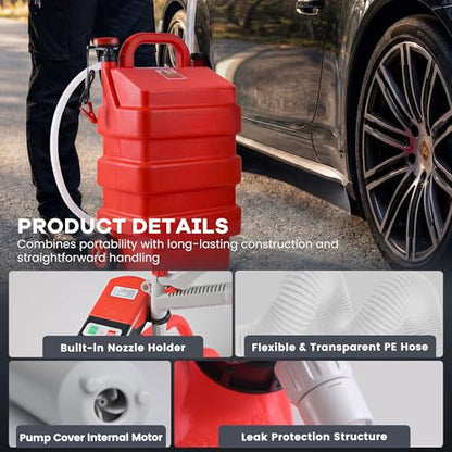 16 Gallon Fuel Caddy with 3.8 GPM Pump, 60L Portable Fuel Storage Caddy with Battery Powered Pump, Red - size: 16Gallon 3.8GPM