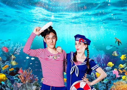 Under The Sea Backdrop 7x5ft Underwater World Blue Ocean Deep Sea Sunlight Seabed Aquarium Photography Background Tropical Fish Turtle Coral Diving Birthday Party Photo Studio Props
