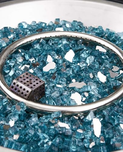 20 lb 1/2 Inch Reflective Fire Glass, Pacific Blue, Sparkly, Eco-Friendly, Convenient, Mirror Finish - color: Pacific Blue, size: 20 Pound (1/2")