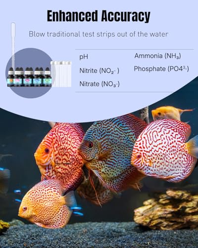 Pawfly 5 in 1 Aquarium Water Master Test Kit, Aquarium Water Test Kit Fish Tank Water Testing Kit for pH Nitrite Nitrate Ammonia & Phosphate, Aquarium Test Kit for Freshwater & Saltwater Fish Tanks - color: Black Box Pack