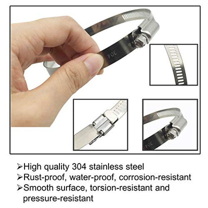 4Pcs 4.5" Adjustable 304 Stainless Steel Duct Clamps For 4" Hose Clamp Pipe Clamp Air Ducting Clamp worm drive hose clamps (Silver)