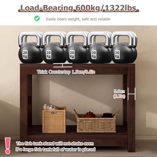 20 30 40 55 70 Gallon Long Aquarium Stand - Reptile Breeder Turtle Terrarium Stand Rack - 70cm Tall Aquarium Stand Furniture/Double Fish Tank Stand with Shelf（Brown-lxwxh-15.7x9.8x27.5）