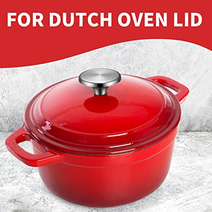 Hotop 4 Sets Dutch Oven Knob Stainless Steel Replacement Knob Pot Lid Handle Compatible with Le Creuset, Aldi, Lodge and Other Enameled Cast-Iron Dutch Oven (Silver) - color: Silver