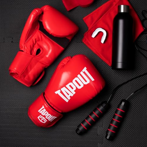 TAPOUT Boxing Gloves with Breathable Mesh Palm for Men and Women in Training, Muay Thai, Kickboxing, Sparring, and MMA - color: Red, size: 16 oz