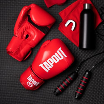 TAPOUT Boxing Gloves with Breathable Mesh Palm for Men and Women in Training, Muay Thai, Kickboxing, Sparring, and MMA - color: Red, size: 16 oz
