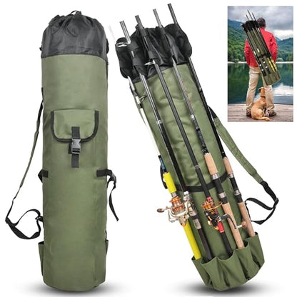 Fishing Rod Bag Pole Case, Portable Large Capacity Fishing Pole Carrier Case Oxford Waterproof Fishing Rod Organizer Travel Bag Fishing Gift for Men