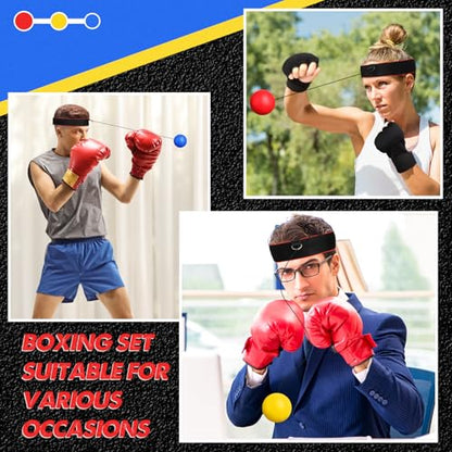 WinnerWhy Boxing Reflex Balls Set 3 Different Balls Adjustable Headband Boxing Gloves Gift Men Teen for Punching Speed Hand Eye Coordination Training Boxing Equipment