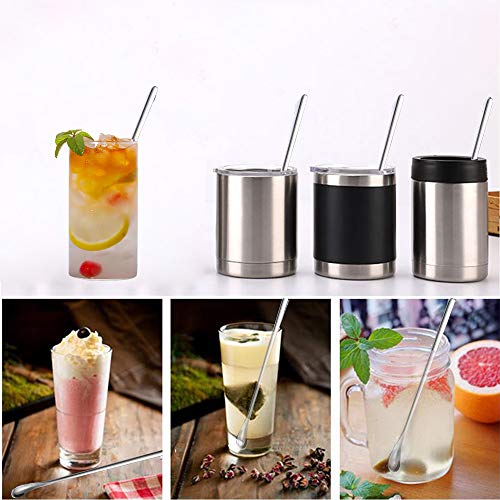 Delove Stainless Steel Coffee Stirring Spoon Beverage Cocktail Stirrers Stir Cocktail Drink Mixing Swizzle Stick- Tiny Salt Condiment Spoon - Reusable - Set of 4 (7.6-Inch) - size: 7.6-Inch