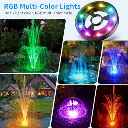 Pond Filter with LED Lights, RGB Pond Filter with 660GPH Pump Fountain Kit, Filter Box with RGB Auto-Cycle LED Lights & 3 Spray Modes for Outdoor Ponds Clean Clear and Build Water Features - style: 660GPH with Led Lights