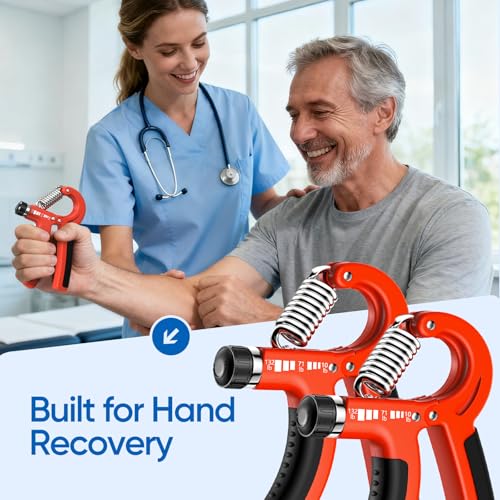 FitBeast Grip Strength Trainer 2 Pack – Adjustable Hand Grip Strengthener for Strength Training & Rehabilitation, 10-132 lbs Resistance Forearm Strengthener, Ideal for Athletes, Rehab, Office - color: Red